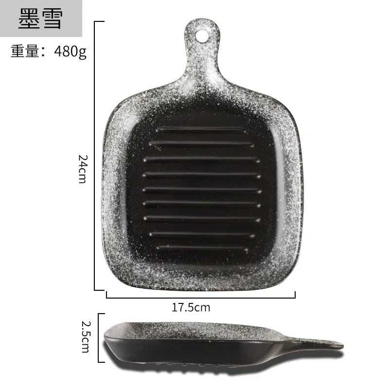 Ceramic tableware wholesale Ceramic tableware High value Western food plate Baking Handle Porcelain Square plate Dinner plate