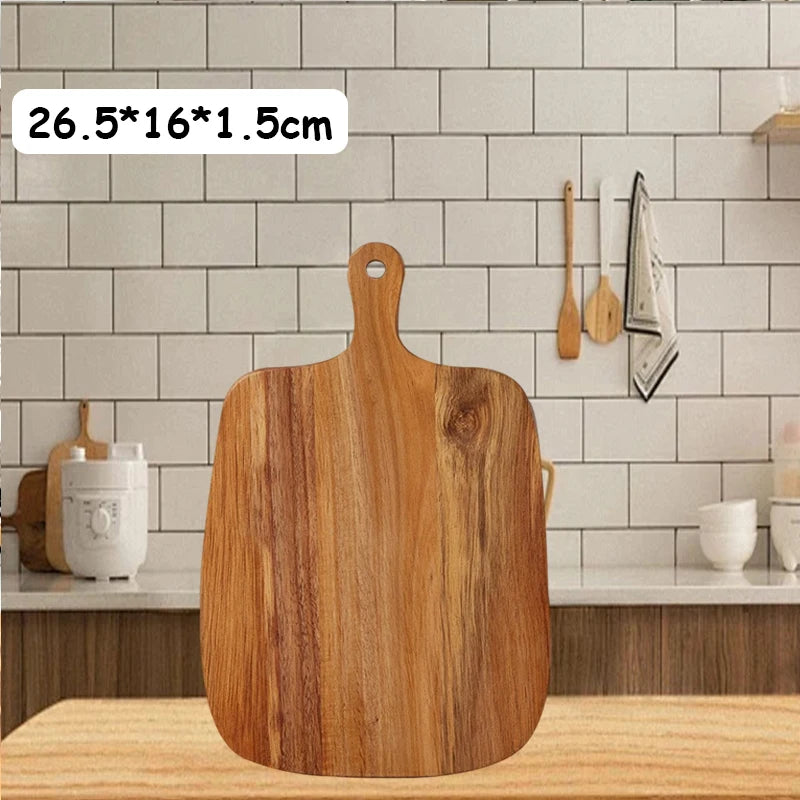 Kitchen Wooden Cutting Board with Handle Food Safe Cutting Board for Fruits Vegetables Cheese Bread Fish Desserts Serving Board