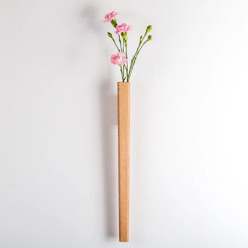 Home Wall Decoration Porch Wall Hanging Vase Living Room Bohemian Plant Flower Bottle Vase Wooden Solid Wood Flower Room Decor