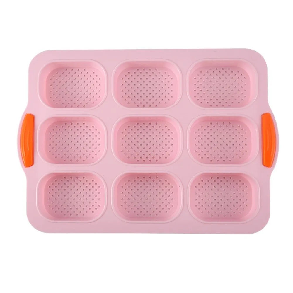Bakeware 9 Grids Silicone Cake Mold Silicone Non-Stick Bread Baking Form Non-slip Reusable Silicone Baking Pan Baking Tool