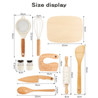 Wooden Kids Safe Knife and Kids Baking Set for Real Cooking,Kids Kitchen Toy Montessori Education Tools Gifts For Boys Girls