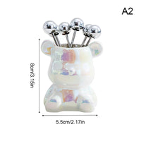 6pcs Stainless Steel Dessert Forks With Storage Jar Bear Fruit Fork Set Cute Bear Tableware For Party Tasting Dessert Pickle Sal