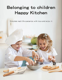 Wooden Kids Safe Knife and Kids Baking Set for Real Cooking,Kids Kitchen Toy Montessori Education Tools Gifts For Boys Girls