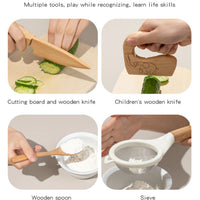 Wooden Kids Safe Knife and Kids Baking Set for Real Cooking,Kids Kitchen Toy Montessori Education Tools Gifts For Boys Girls