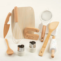 Wooden Kids Safe Knife and Kids Baking Set for Real Cooking,Kids Kitchen Toy Montessori Education Tools Gifts For Boys Girls