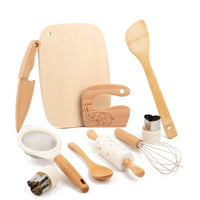 Wooden Kids Safe Knife and Kids Baking Set for Real Cooking,Kids Kitchen Toy Montessori Education Tools Gifts For Boys Girls