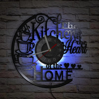 The Kitchen Is The Heart Of The Home Kitchen Vinyl Record Wall Clock Cooking Utensils Tableware For Dinning Room New Home Decor