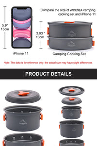 Widesea Camping Outdoor Cookware Set Tableware Cooking Cutlery Utensils Hiking Picnic Travel Equipment Tourist Cooker Fishing