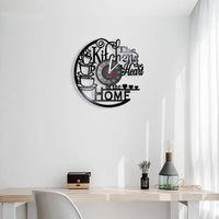 The Kitchen Is The Heart Of The Home Kitchen Vinyl Record Wall Clock Cooking Utensils Tableware For Dinning Room New Home Decor