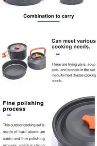 Widesea Camping Outdoor Cookware Set Tableware Cooking Cutlery Utensils Hiking Picnic Travel Equipment Tourist Cooker Fishing