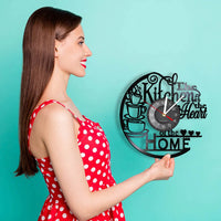 The Kitchen Is The Heart Of The Home Kitchen Vinyl Record Wall Clock Cooking Utensils Tableware For Dinning Room New Home Decor