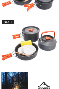 Widesea Camping Outdoor Cookware Set Tableware Cooking Cutlery Utensils Hiking Picnic Travel Equipment Tourist Cooker Fishing