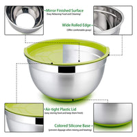 7 Colors Stainless Steel Mixing Bowl With Lid Home Kitchen Egg Mixer Salad Bowls Non-slip Silicone Bottom Food Storage Bowl Set