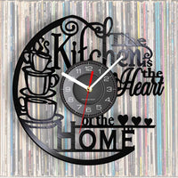 The Kitchen Is The Heart Of The Home Kitchen Vinyl Record Wall Clock Cooking Utensils Tableware For Dinning Room New Home Decor