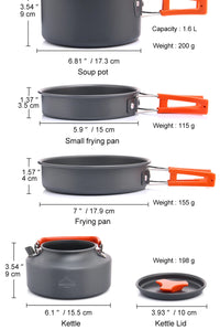 Widesea Camping Outdoor Cookware Set Tableware Cooking Cutlery Utensils Hiking Picnic Travel Equipment Tourist Cooker Fishing