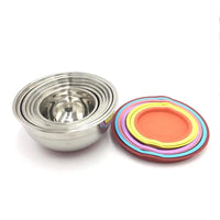 7 Colors Stainless Steel Mixing Bowl With Lid Home Kitchen Egg Mixer Salad Bowls Non-slip Silicone Bottom Food Storage Bowl Set