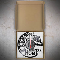 The Kitchen Is The Heart Of The Home Kitchen Vinyl Record Wall Clock Cooking Utensils Tableware For Dinning Room New Home Decor
