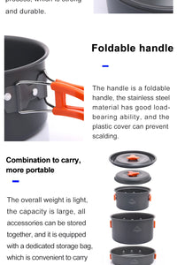 Widesea Camping Outdoor Cookware Set Tableware Cooking Cutlery Utensils Hiking Picnic Travel Equipment Tourist Cooker Fishing