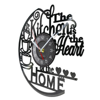 The Kitchen Is The Heart Of The Home Kitchen Vinyl Record Wall Clock Cooking Utensils Tableware For Dinning Room New Home Decor