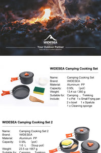 Widesea Camping Outdoor Cookware Set Tableware Cooking Cutlery Utensils Hiking Picnic Travel Equipment Tourist Cooker Fishing