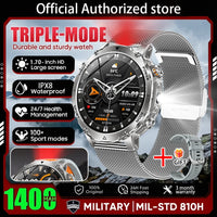 Newly Durable 1400mAh Large Battery Smart Watch Men 1.7" HD Screen IP68K Waterproof LED Flashlight Sports BT Call Smart Bracele