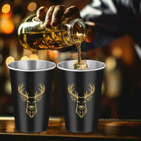 LKKCHER 500ml Pint Glass Skull Pattern 3.25oz Weizen Glass 2pcs/Set Stainless Steel Large Capacity Drinkware for Beer Gifts Set