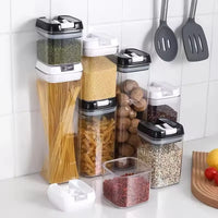 7pcs Airtight Food Container Sets BPA Free Plastic Storage Box with Clip Lid See Clear Storage Jar for Kitchen Dry Food Storage
