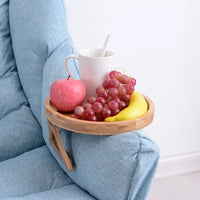 Sofa Tray Table Sofa Armrest Clip-On Tray Natural wooden Sofa Tray Practical TV Snack Tray for Remote Control Coffee Snacks