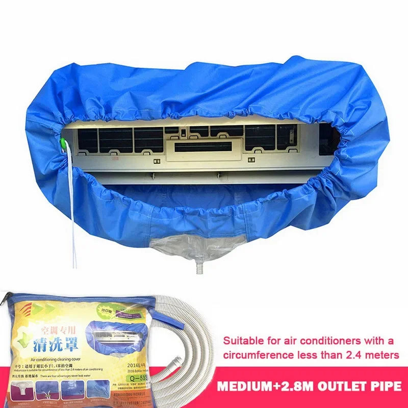 2.4/3.2m Home Air Conditioning Cleaning Cover Full Set with Water Pipe Waterproof AC Wash Kit Tools