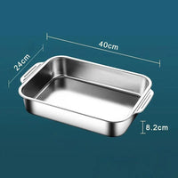 Deep Dish Stainless Steel Cookware, Covered Baking Tray with Lid, Heat-resistant Oven Safe Pot for Grilling & Daily Cooking