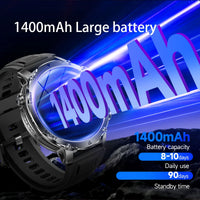 Newly Durable 1400mAh Large Battery Smart Watch Men 1.7" HD Screen IP68K Waterproof LED Flashlight Sports BT Call Smart Bracele