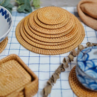 8-10cm Rattan Cup Mat 6Pcs Drink Coasters Set for Kungfu Tea Accessories Round Tableware Placemat Dish Mat Rattan Weave Cup Mat