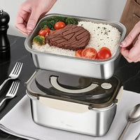 Large Capacity Bento Box 1700/2100ML Stainless Steel Lunch Box with Lid Microwave Suitable Fridge Leak-proof Food Storage Box