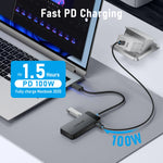 Lemorele 6-in-1 USB C Hub 4K Docking Station Dual HDMI DP 4K for Laptop MacBook Dell HP 100W PD USB 3.0 Multi Monitor Adapter