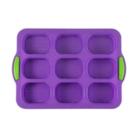 Bakeware 9 Grids Silicone Cake Mold Silicone Non-Stick Bread Baking Form Non-slip Reusable Silicone Baking Pan Baking Tool