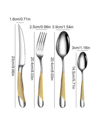 24pcs Stainless Steel Tableware Set, Including Knife, Fork, Spoon and Coffee Spoon Gift Box, Dishwasher Safe
