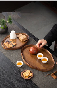 Wooden Decorative Serving Tray for Coffee Table and Home Decor Fruit Platter Decor Trays Serving Ware Food Dish Serving Platters