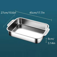 Deep Dish Stainless Steel Cookware, Covered Baking Tray with Lid, Heat-resistant Oven Safe Pot for Grilling & Daily Cooking