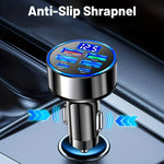 6-in-1 Fast Charging Car Adapter 3.1A Dual Type-C Digital Display Smartphones Tablets Power Banks Black Portable Charger