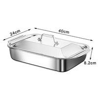 Deep Dish Stainless Steel Cookware, Covered Baking Tray with Lid, Heat-resistant Oven Safe Pot for Grilling & Daily Cooking