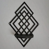 Wooden Wall Mounted Decorative Shelf Geometric Hanging Floating Wall Storage Rack Home Decoration Hollow Out Wall Decor Bedroom