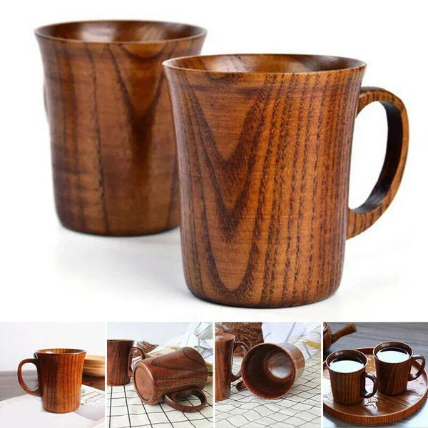400ML Handmade Wood Cup Wooden Coffee Beer Mugs Breakfast Beer Milk Drinkware Tea Cup Home Decoration