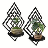 Wooden Wall Mounted Decorative Shelf Geometric Hanging Floating Wall Storage Rack Home Decoration Hollow Out Wall Decor Bedroom