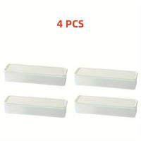 4 Pcs Long Rectangular Food Storage Containers, Plastic Reusable Refrigerator Organizer Boxes Kitchen Accessories