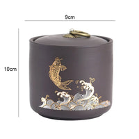 Ceramic Purple Clay Jar Black Tea Tin Pu'er Storage Sealed Jars Household Moisture-Proof Sealed Jar Nut Food Storage Container