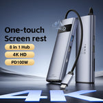 8-in-1 USB C Hub Adapter 4K HDMI PD100W USB 3.0 Gigabit Ethernet Line For Meetings Presentations for MacBook iPad Laptops