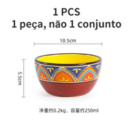 1pcs Ceramic Tableware Bohemian Flat Dinner Plate Western Steak Salad Dessert Cake Plate Shallow Dish Dessert Kitchen Dinnerware
