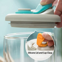 Cute Portable Water Cup Double Wall Glass Cup With Leak-Proof LidTransparent Insulated Coffee Cups Milk Tea Juice Mug Dinkware