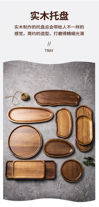 Tableware Solid Wood Food Tray Round Rectangle Dessert Plate Japanese-style Wooden Snack Fruit Tea Saucer Pallet Bread Board