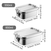 304 Stainless Steel Bento Box Metal Lunch Box Food Storage Containers with Lockable Clips Lunch Snack Boxes for Work,School
